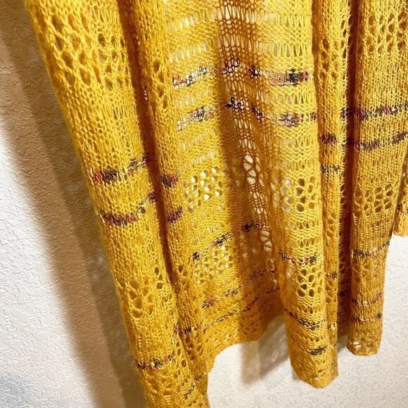 Soft Surroundings Longline Cardigan Sweater Womens M Yellow Open Knit Wool Blend - Picture 3 of 8
